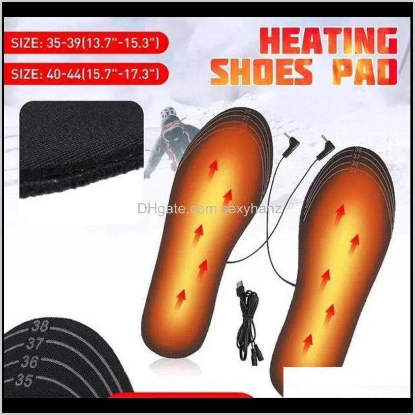 pair usb heated shoe insole feet warming pad winter outdoor sports heating mat electric warmer sock pads 2021 socks & hosiery