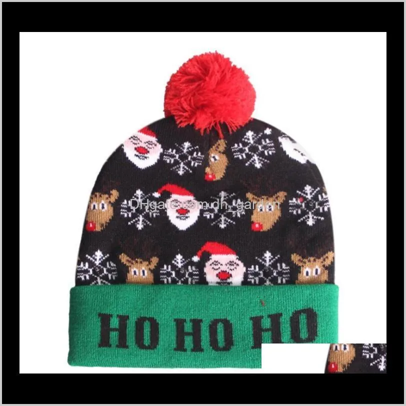 led light christmas hat winter warm beanie sweater knitted light up hat new year xmas luminous flashing knitting crochet hats sn1956