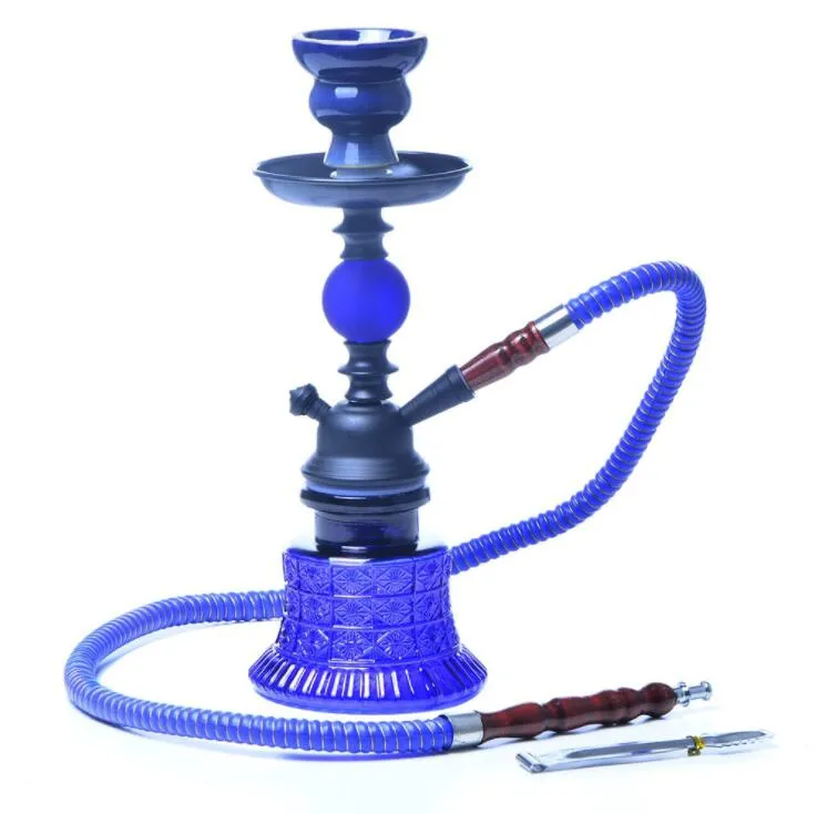 Hookah Shisha Bong Rökning Vattenrör Set Cool Arab STEM HOOSHS Glass Vase 4 Färger One Hose Oil Rigs 2 Styles Tool Accessories