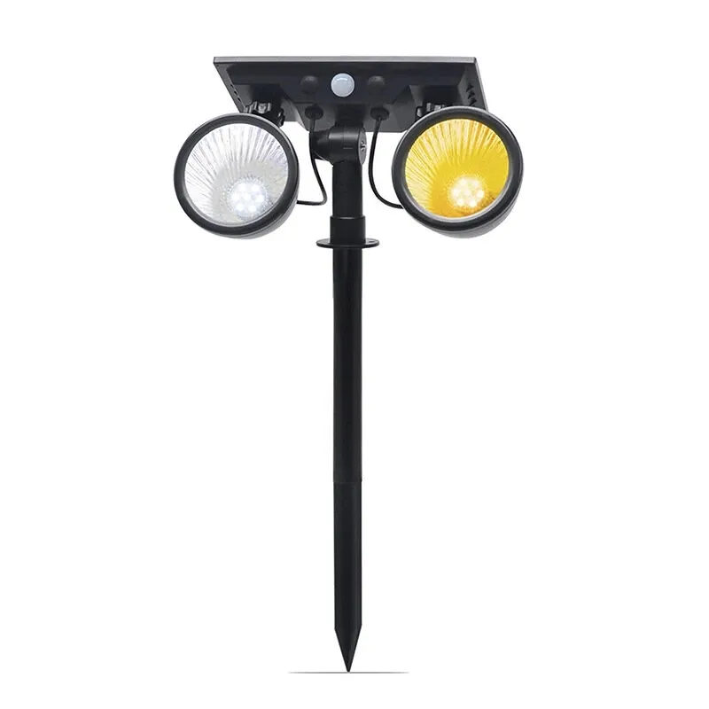 Outdoor LED Solar Lawn Lamp Warm+White Light 360° Adjustable Spotlight Landscape Garden