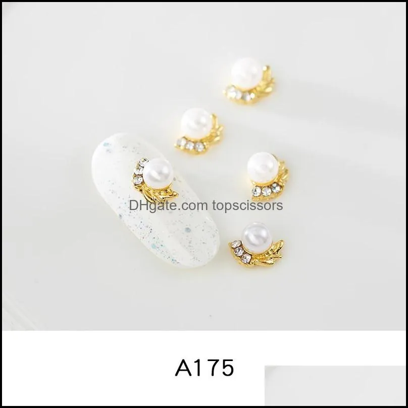 20pcs/lot Gold And Silver Edging Pearl Oval Series Alloy Rhinestone 3D Charm DIY Nail Art Design Decorative Accessories1