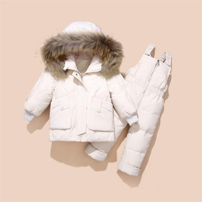 2020 Winter Children Girls And Boys Clothing Sets Warm hooded Duck Down Jacket Coats + Trousers Waterproof Snowsuit Kids Baby Clothes 690 X2