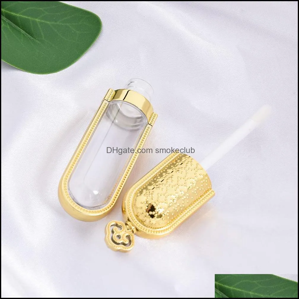 Övrigt Hem Garden DIY L Gold Crown Head Lip Glaze Hollow Container LipGloss Tube Lipstick Bottle Borst Refillerbara Flaskor Drop Leverans 20