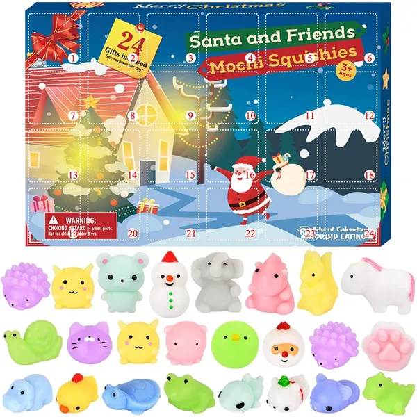 2021 Eventos Anuais Countdown Christmas Calendar presentes Caixa Conjunto com Animais Brinquedos 24 pcs para meninos, meninas, festa de férias Favor Xmas
