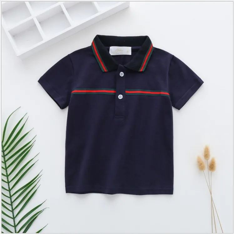 Baby Boys Turn-Down Collar T-shirts Summer Kids Short Sleeve T-shirt Children Cotton Casual Tops Tees Boy Shirts Child Clothes