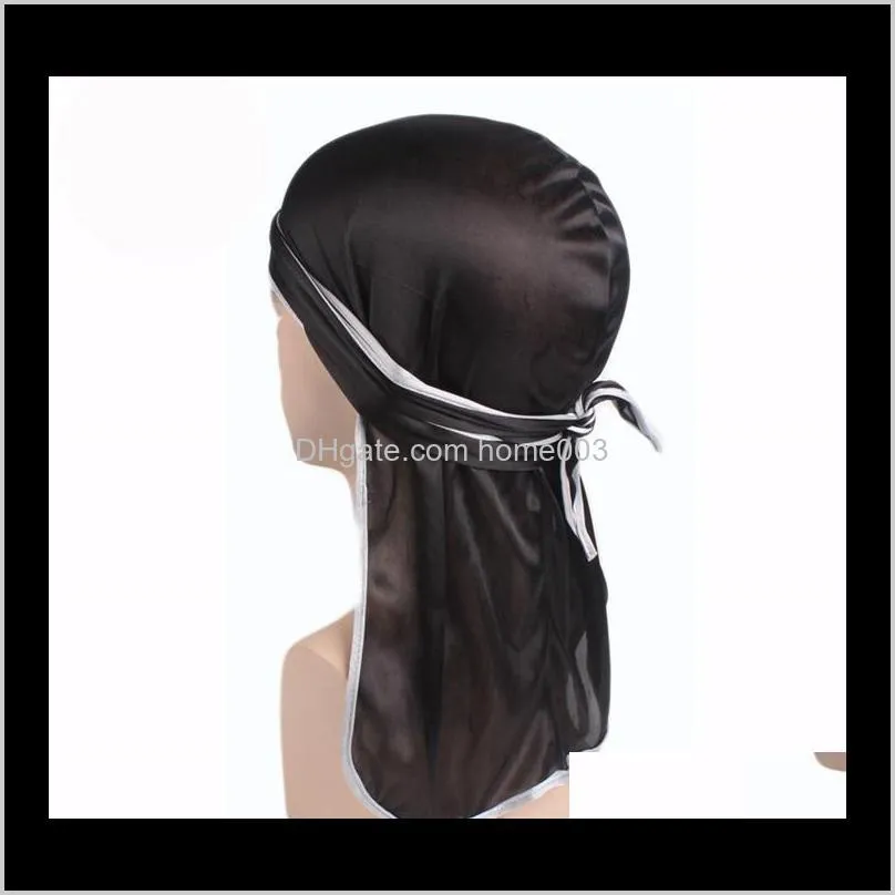 new fashion men`s satin durags bandanna turban wigs men silky durag headwear headband pirate hat hair accessories b395