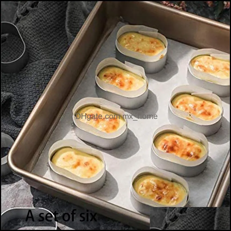 Pcs Mini Cheese Cake Pans Oval Molds Stainless Steel Small Biscuit Mold For Dessert Cookie Other Bakeware