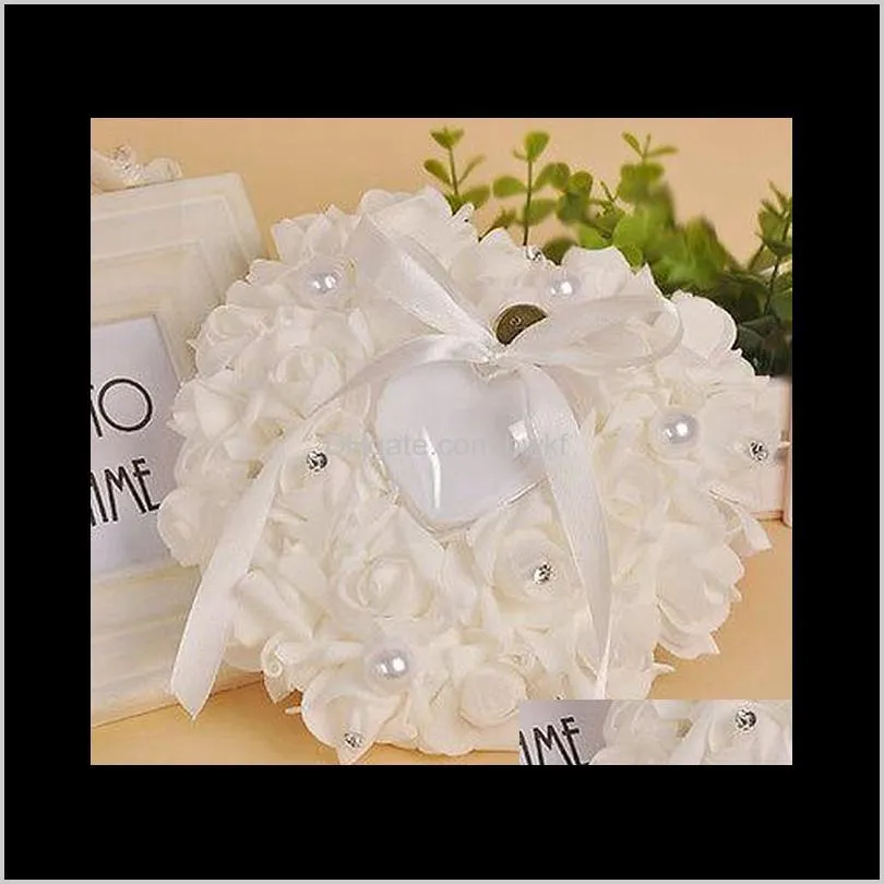 1pcs heart-shape rose flowers valentine`s day gift ring box romantic wedding jewelry case ring bearer pillow cushion holder