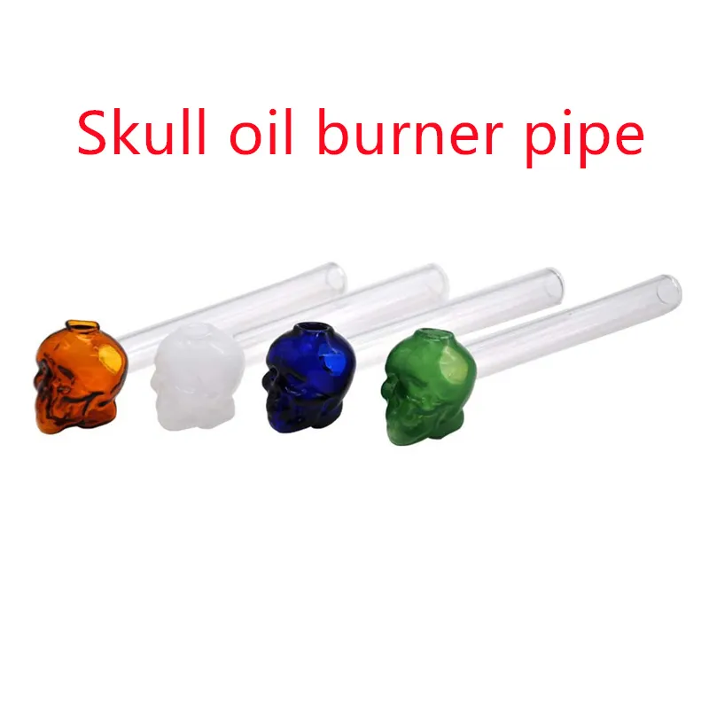 tubo di vetro colorato Tubi per fumatori con teschio Mini tubi per fumatori da 5,5 pollici Tubo per bruciatore a nafta riciclatore soffiato a mano nave libera