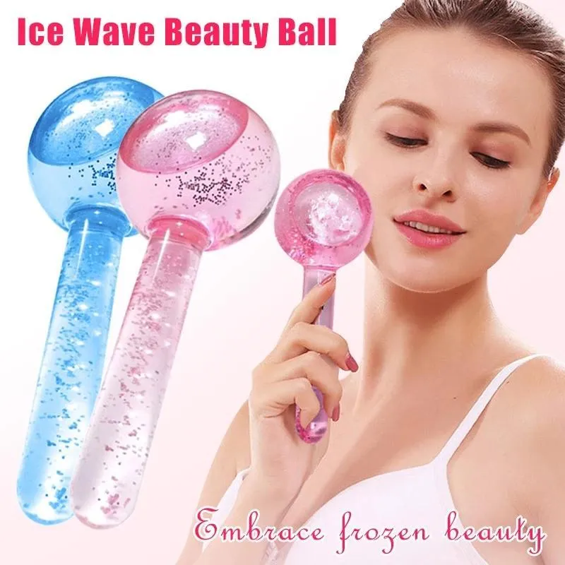 2 pçs / lote Grande Globos de Ice Mágica Hóquei Energia Energia Massager Beleza Cristal Bola Facial Cooling Globo Water Wave para Massagem nos olhos