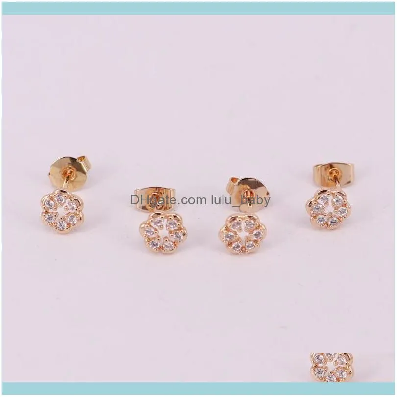 Stud Chrysanthemum Ear With Cz Rose Gold Color For Festival Gift To Friend And Mother Beauty Diy Jewelry Buy 1 Get Free Box1