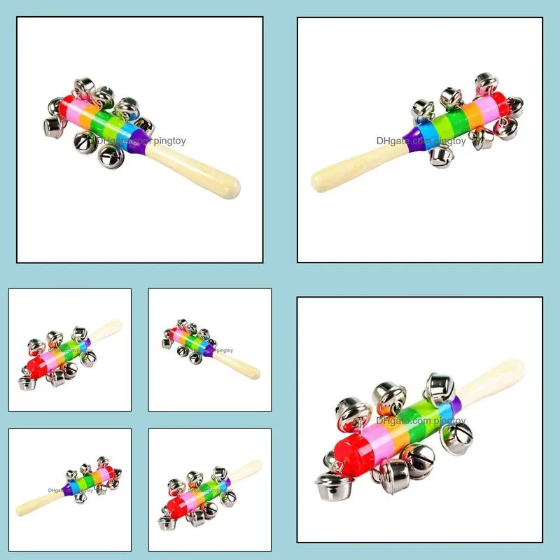 Colorful wooden bell 10 percussion string of bells ringing Orff instruments Baby Rattles safety noice maker for baby sound