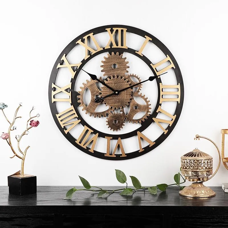 Horloges murales 58 cm nordique minimaliste silencieux horloge à Quartz chiffres romains maison décorative pour salon Restaurant sur