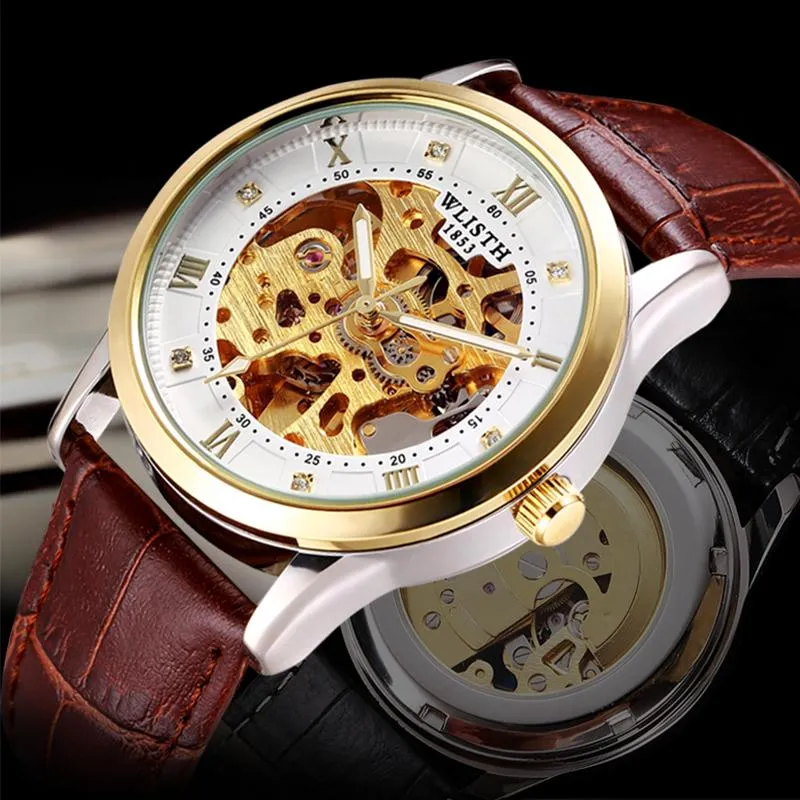 Relógios de pulso relógio masculino mecânico automático oco grande mostrador impermeável luminoso 2023 moda relógios de luxo
