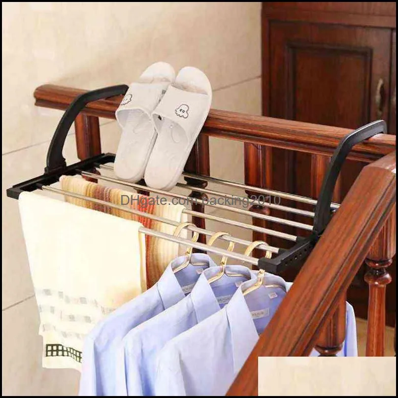 Folding Shoes Radiator Clothes Folding Pole Airer Dryer Drying Rack 5 Rail Bar Holder Home Decoration Accessories 220117