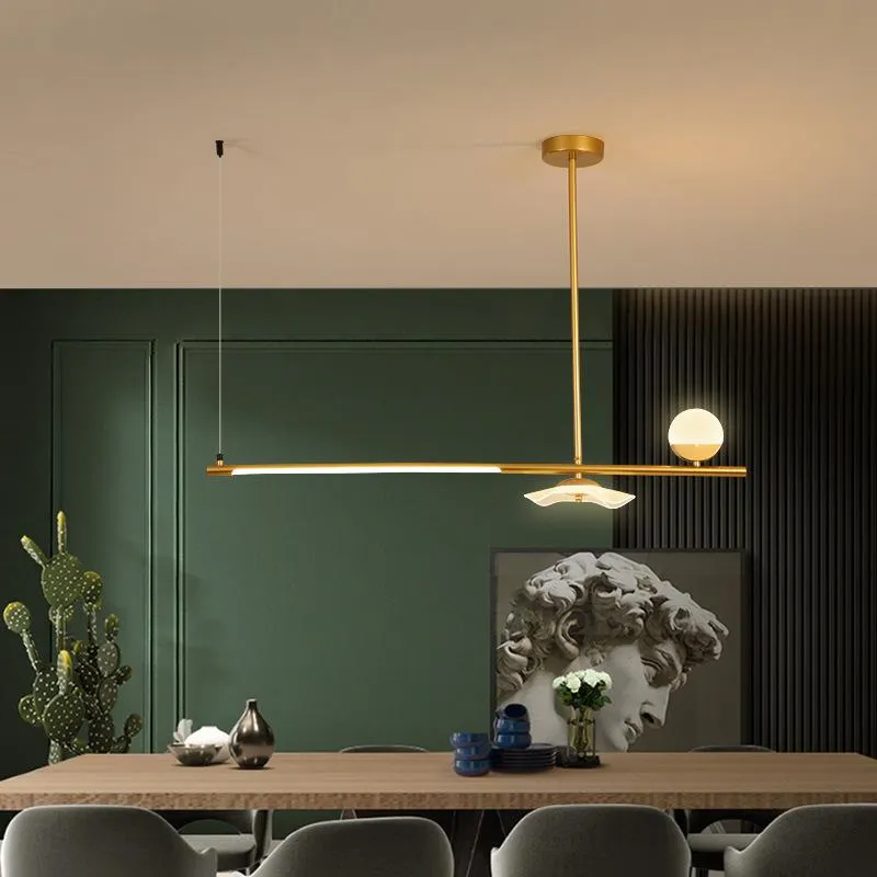 Lampes suspendues Nordic Long Salle à manger Lustre Moderne Minimaliste Étude Bar Living Light Luxe Creative Fer Forgé