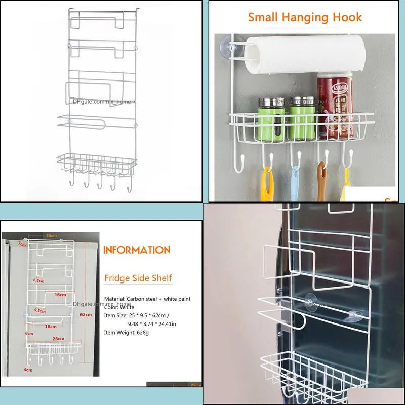 Refrigerator Rack Side Shelf Multi-Layer Fridge Sidewall Holder Multifunctional Kitchen Organizer Shelf Household Hanging Hook A0603