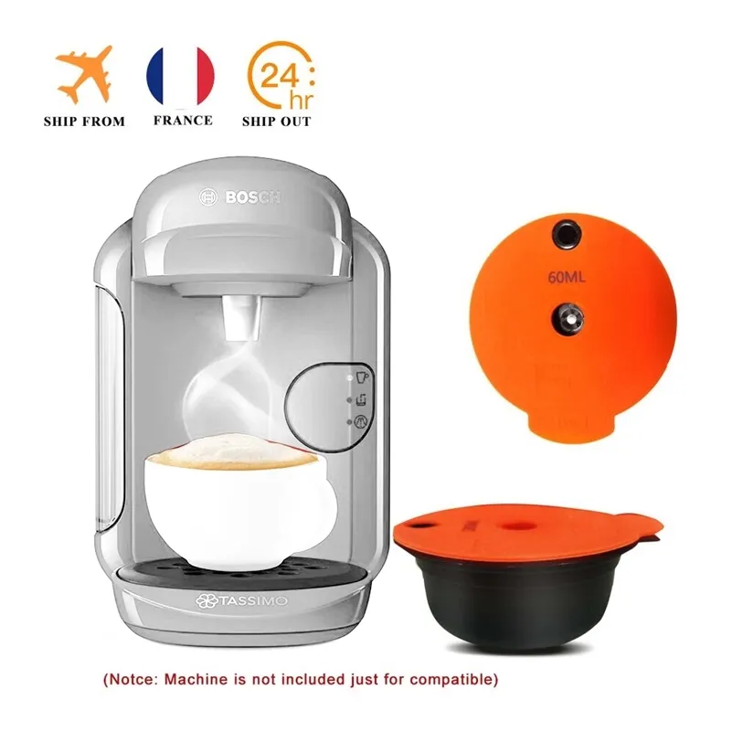 ICafilas Refillable Coffee Capsules Compatible With Bosh-S Machine Tassimoo Reusable Coffee Pod Crema Maker Eco-Friendly 210712