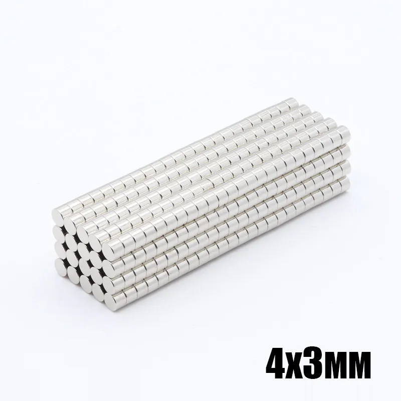 100PCS N35 Runda magneter 4x3mm Neodymium permanent ndfeb stark kraftfull magnetisk mini liten magnet