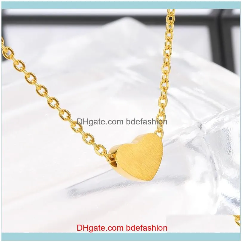 Mini Stainless Steel Heart Necklace For Women Charm Collier Vintage Rose Gold Sliver Color Choker Necklace Boho Jewelry Couple