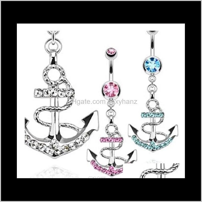 Bell D0438 Kotwica Styl Button Rings Mix Colors Dźvel Belly Ring Body Piercing Biżuteria Taavs 6B1ie