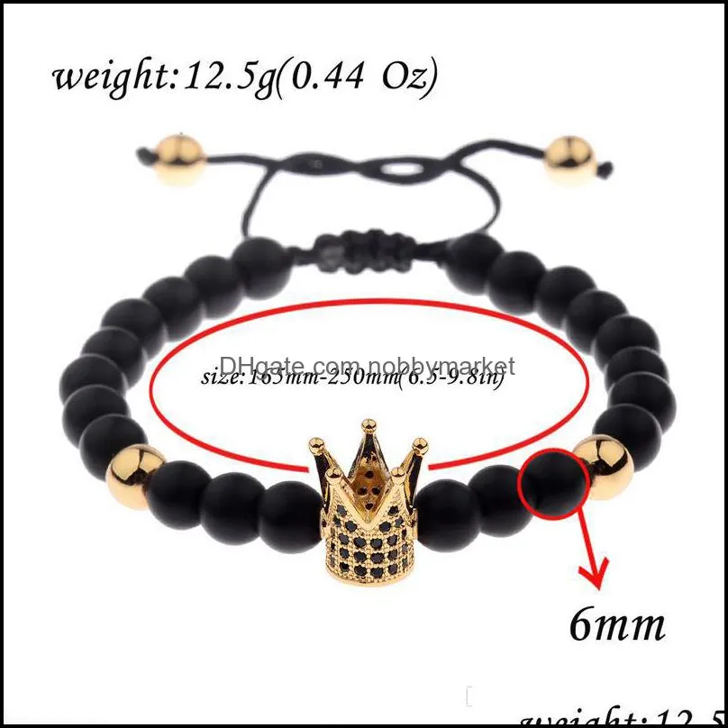 New Design Fashion Crown Balls Bracelet Nature Stone Beads Bracelets Luxury Designer Jewelry Woven Mens Bracelets Xmas Gift