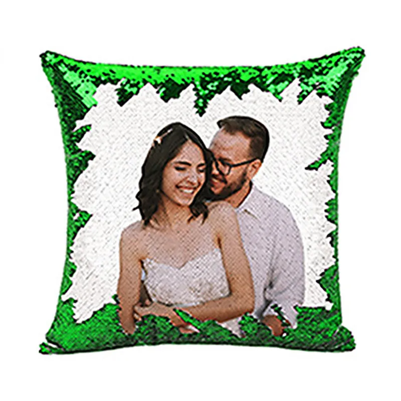 DHL Livraison Gratuite 40 * 40 cm Sublimation Blanc Oreiller Couvre Sequin Taie D'oreiller Créativité Mode Taie D'oreiller Décoration Cadeau Taie D'oreiller