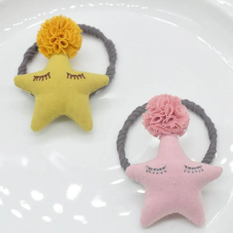 Children's hair accessories headdress cute fabric yarn ball five-pointed star girl pin baby pin rubber band ring