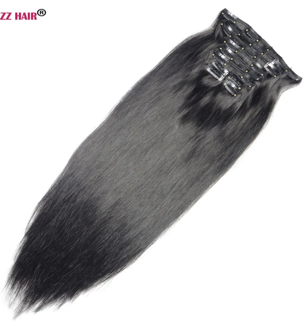 16-28 inches 10pcs Set 300g 100% Brazilian Remy Clip-in Human Hair Extensions Clips Full Head Natural Straight