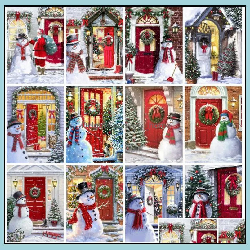 5D DIY Christmas Full Drill Rhinestone Diamond Painting Kits Cross Stitch Santa Claus Snowman Home Décor Kids Xmas Gift