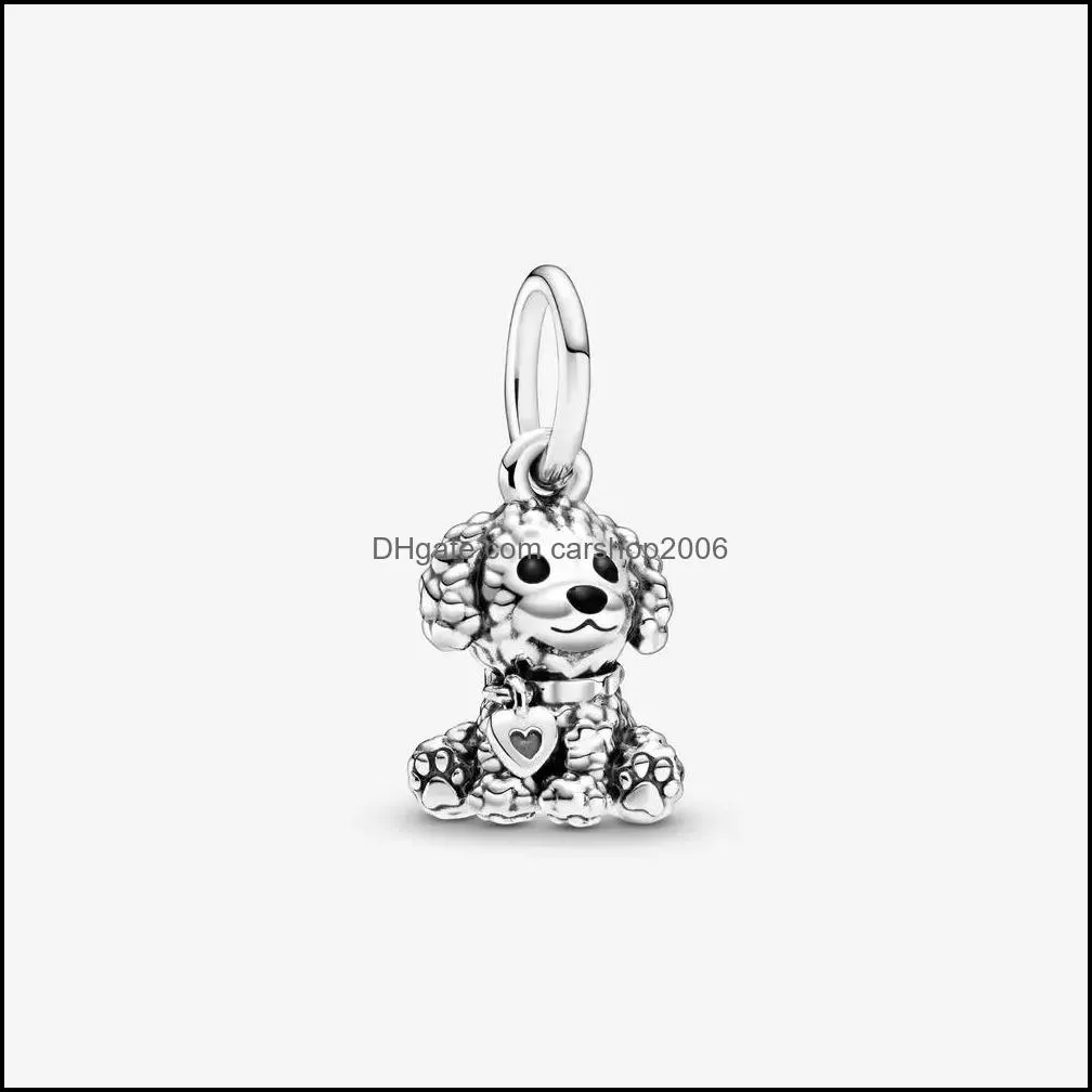 New Arrival 925 Sterling Silver Poodle Puppy Dog Dangle Charm Fit Original European Charm Bracelet Fashion Jewelry Accessories