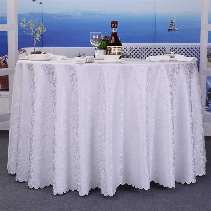 Mantel Jacquard de poliéster, decoración para fiesta de banquete de boda, cubiertas blancas redondas, superposiciones impresas para decoración del hogar 211103
