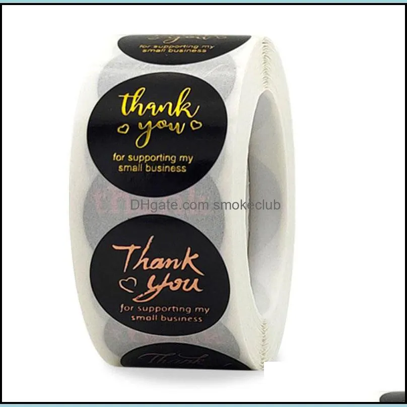 500pcs 1inch Paper Round Label Thank You Stickers For Wedding Gift Card Business Packaging Baking Stationery Decor