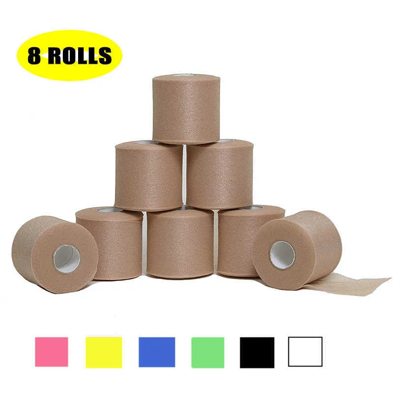 (8-Pack) Sports Support Strap Pre-Wrap Base Bandage Physio Therapy Wrap Soft Underwrap Medical Foam Strapping Tape Q0913