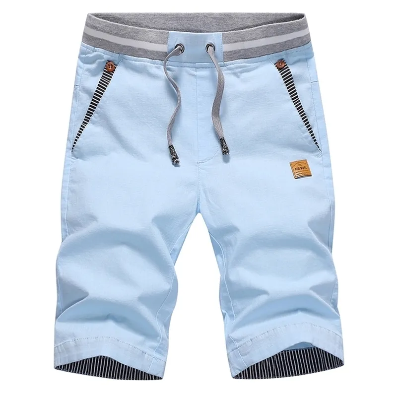 Heren zomer rijbroek shorts casual katoenen mode stijl boardshort bermuda mannelijke trekkoord elastische taille strand 210629