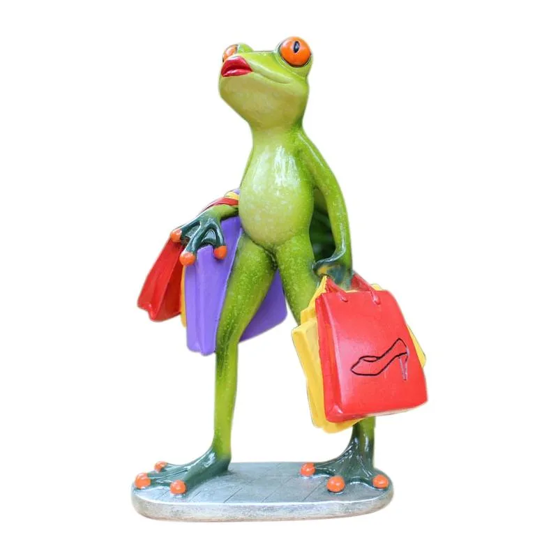 Decorative Objects & Figurines 3D Mini Resin Green Frog Figurine Cute Statue Craft Ornaments Home Decoration For Living Room Windowsill Gard