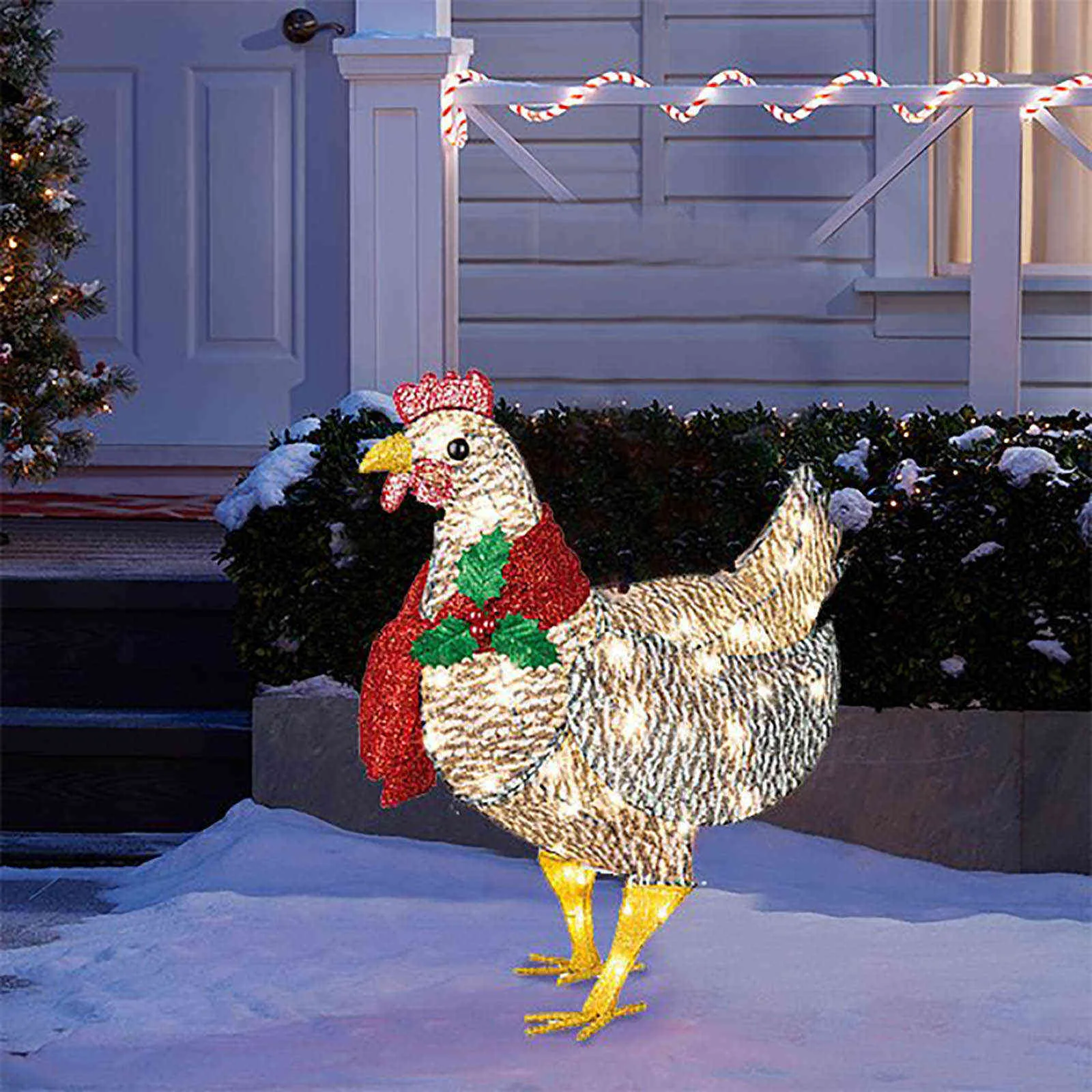 Courtyard Juldekoration Scarf Lights Chicken Ornaments Garden Pendant Home Decor Navidad Natal Kids Gift New Year 2022