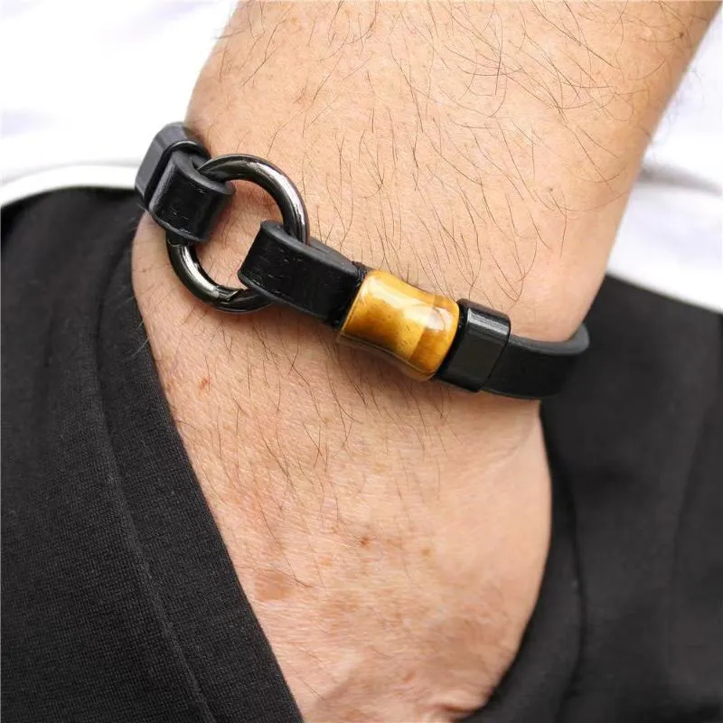 100% naturale occhio di tigre pietra chakra gioielli fascino acciaio inossidabile braccialetti in vera pelle da uomo braccialetto naturale all'ingrosso perline, fili