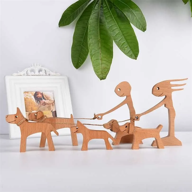 Drewniane Zwierzęta Kot Figurka Home Decor Stół Ornament Handmade Rzeźba Rzemiosła Drewno Naturalne Great Prezenty Dla Przyjaciół DRO 211101