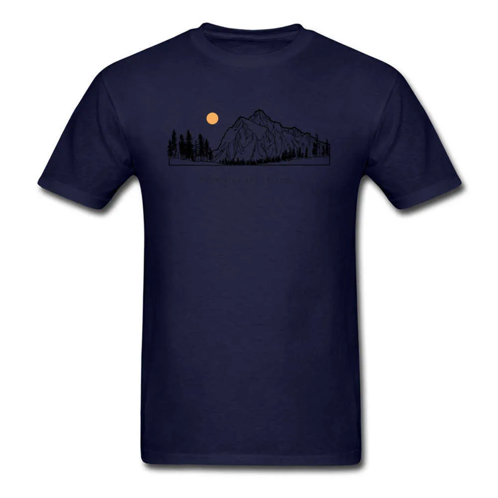 Tops Shirts Mountains are Calling Autumn Hot Sale Unique Short Sleeve Pure Cotton Round Neck Mens T-shirts Unique Tee Shirt Mountains are Calling navy