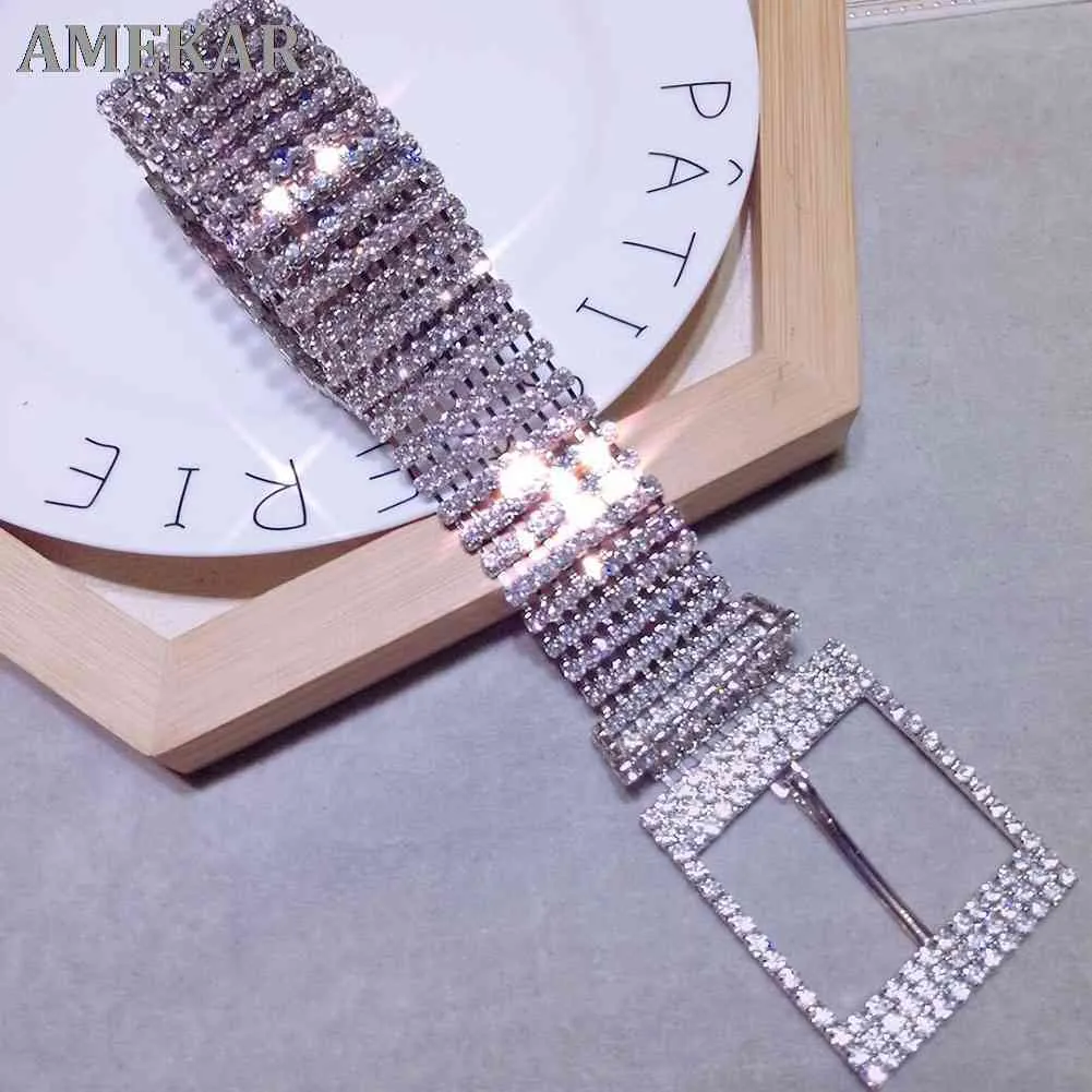 Kvinnor Glänsande midjeband Luxury Inlagda Full Rhinestone Belt Crystal Diamond All Match Waist Chain