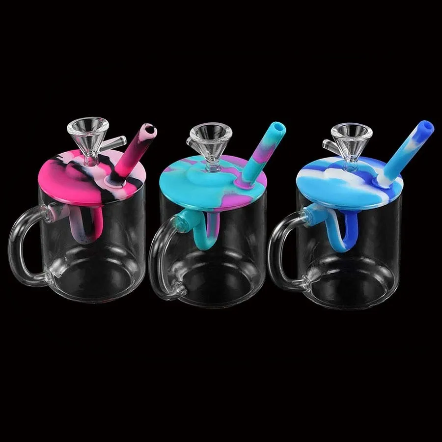 Shisha narguilé verre bong dab tasse d'eau narguilés tuyau en silicone hauteur de joint 140mm