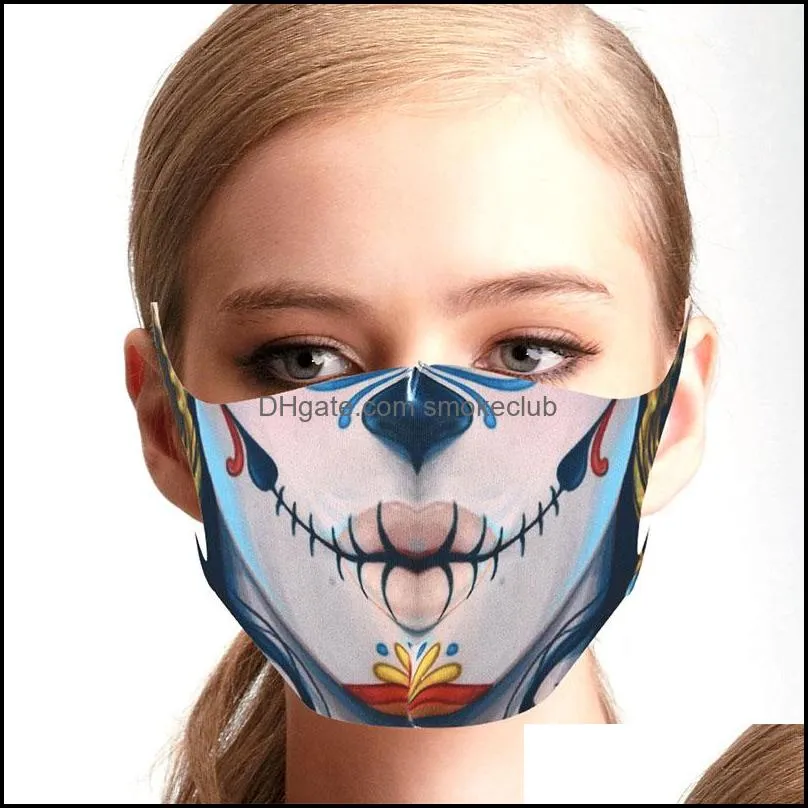 Halloween spoof skeleton Fashion face mask ice cream cotton face mask custom black adult 3D printed mask free shipping