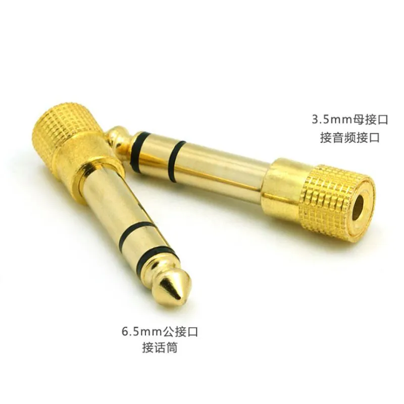 Enchufe adaptador de 6,5 mm 1/4 "macho a 3,5 mm 1/8" hembra Jack Auriculares estéreo para auriculares con micrófono chapado en oro