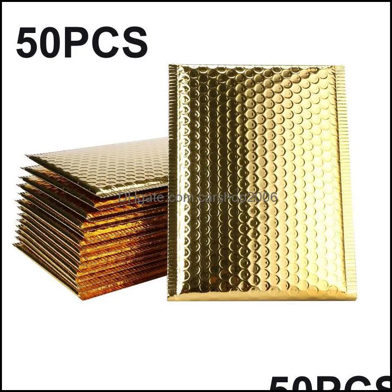 Gift Wrap Event & Party Supplies Festive Home Garden 50Pcs Gold Color Bubble Mailers Padded Envelopes Lined Poly Mailer Self Seal Aluminizer