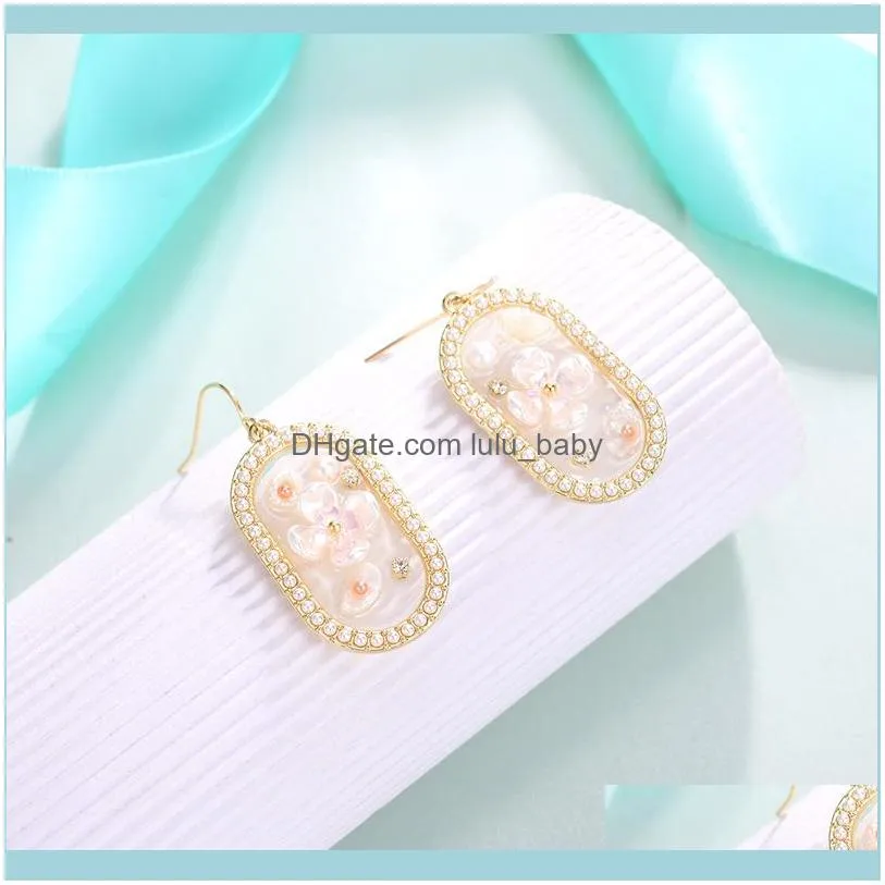 Dangle & Chandelier Trendy Floral Pearl Tassel Earrings Elegant Female Big Brincos Sweet Zircon Insert Long Hanger Original Wedding Ear