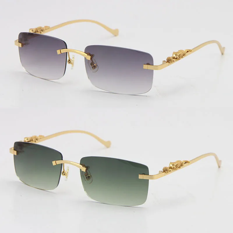 Rimless leopard series Eyeglasses Women Fashion Sunglasses Stainless steel Cat Eye Eyewear Large Square Glasses with box C Decoration 18K gold male and female