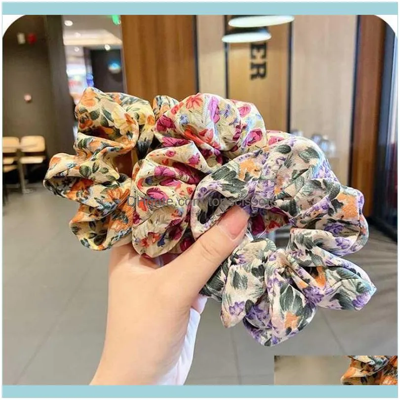 1pc Fashion Flower Spring Summer Women Girls Elastic Hairband Headband Round Sweet Vintage Hair Accessories Scrunchies For Women1