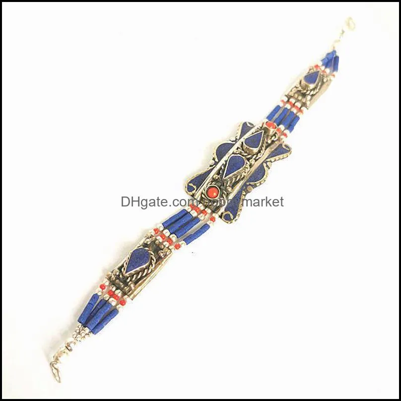 Indian Bracelets Copper Inlay Colorful Stone Clasp Bracelets Multi Designs BB-475 210619