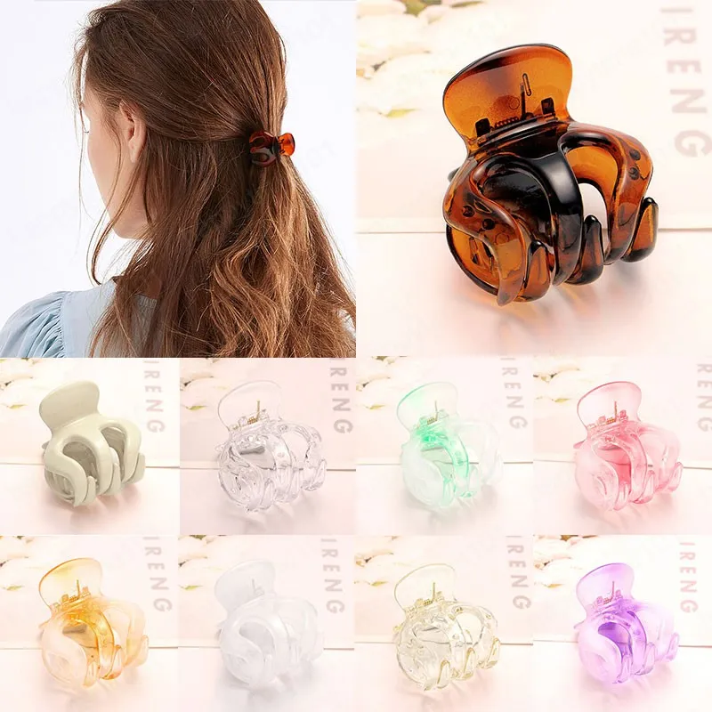 Irregular Hair Claws Clamps Sweet Hollow Catch Clip Plastic Resin Ponytail Cilp Geometric Barrette Transparent Hair Accesories